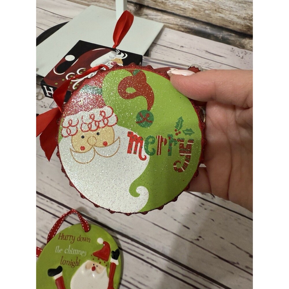 Lot Of 4 VTG Large Christmas Ornaments Santa Theme - Picture 7 of 8
